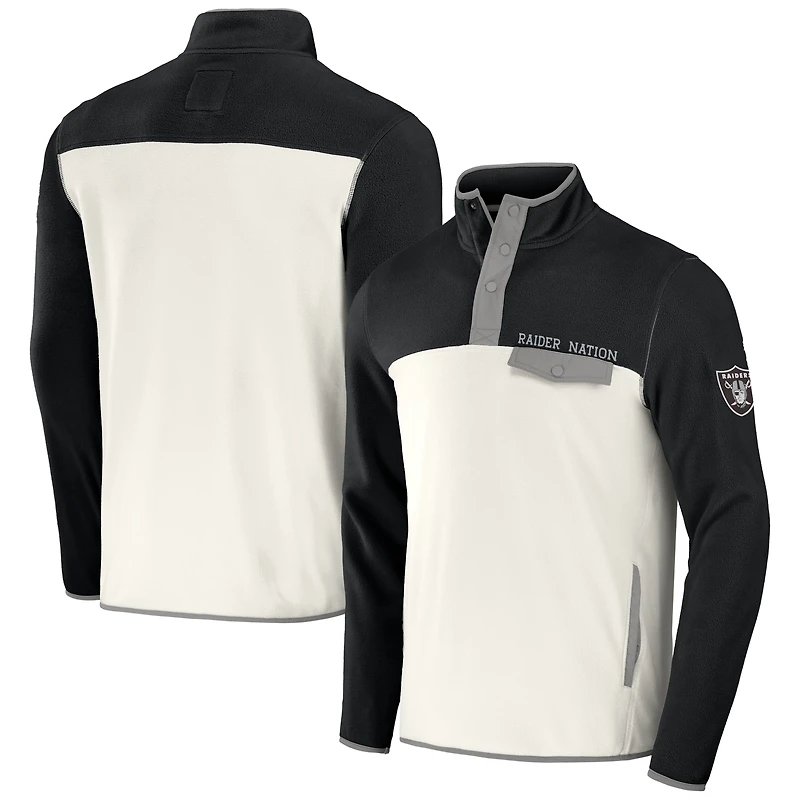 Veste en micro-polaire à boutons-pression Las Vegas Raiders noire/crème pour homme de la collection NFL x Darius Rucker par Fanatics