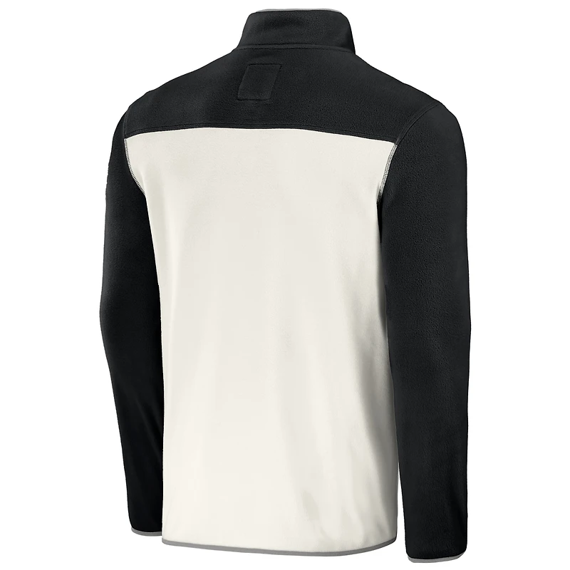 Men's NFL x Darius Rucker Collection by Fanatics Black/Cream Las Vegas Raiders Micro Fleece Quarter-Snap Jacket