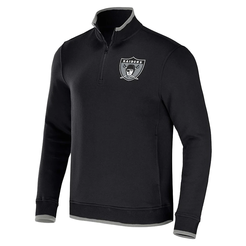 Men's NFL x Darius Rucker Collection by Fanatics Black Las Vegas Raiders Logo Quarter-Zip Top