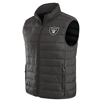 Gilet zippé pliable pour homme de la collection NFL x Darius Rucker par Fanatics, gris, des Las Vegas Raiders, avec sac voyage