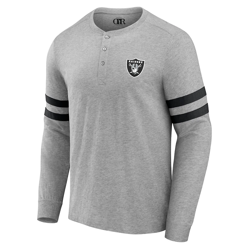 Men's NFL x Darius Rucker Collection by Fanatics Heather Gray Las Vegas Raiders Henley Long Sleeve T-Shirt