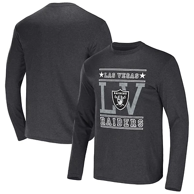 Men's NFL x Darius Rucker Collection by Fanatics Heathered Charcoal Las Vegas Raiders Long Sleeve T-Shirt