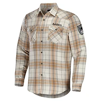 Collection NFL x Darius Rucker pour homme par Fanatics Tan Las Vegas Raiders Chemise boutonnée à manches longues en flanelle