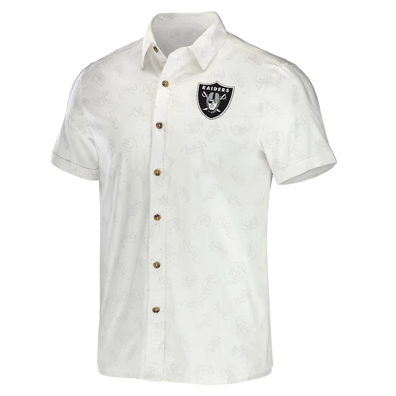 Men's NFL x Darius Rucker Collection by Fanatics White Las Vegas Raiders Woven Button-Up T-Shirt