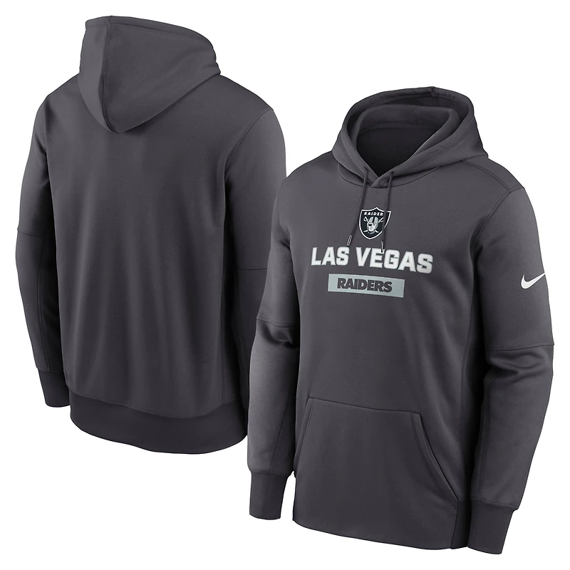 Sweat à capuche Nike Therma anthracite Las Vegas Raiders pour homme
