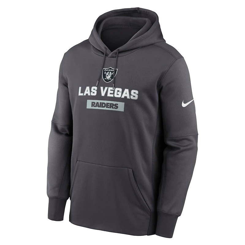 Sweat à capuche Nike Therma anthracite Las Vegas Raiders pour homme