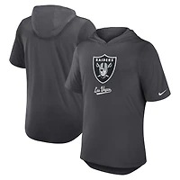 Men's Nike Anthracite Las Vegas Raiders Tri-Blend Performance Hoodie T-Shirt
