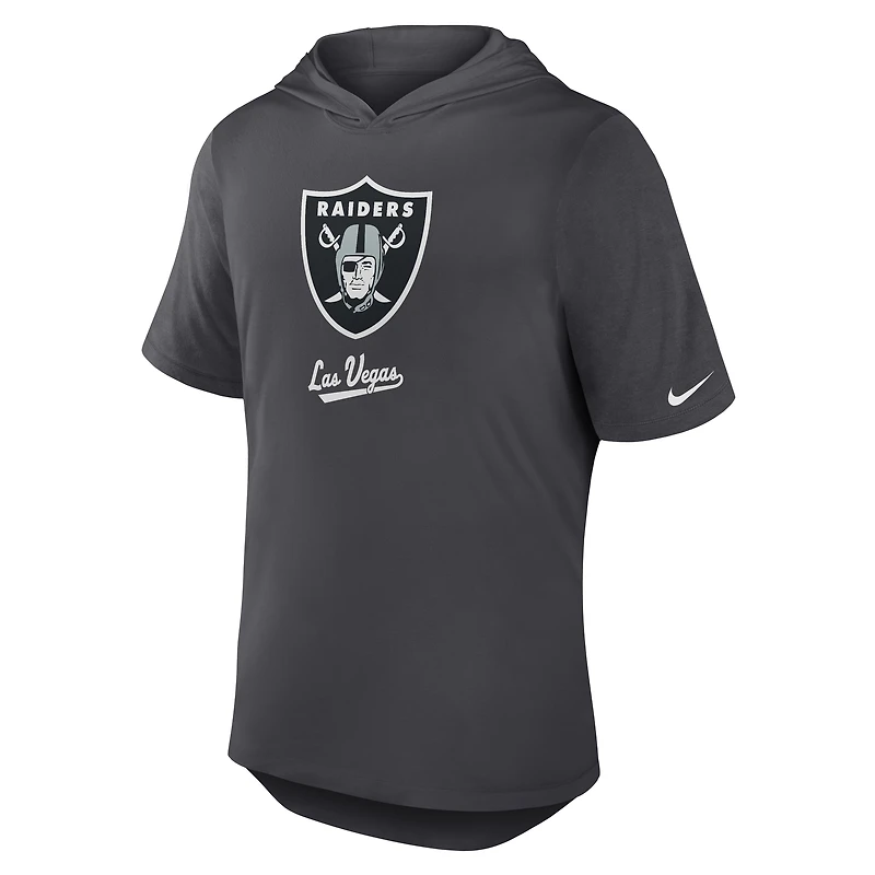 Men's Nike Anthracite Las Vegas Raiders Tri-Blend Performance Hoodie T-Shirt