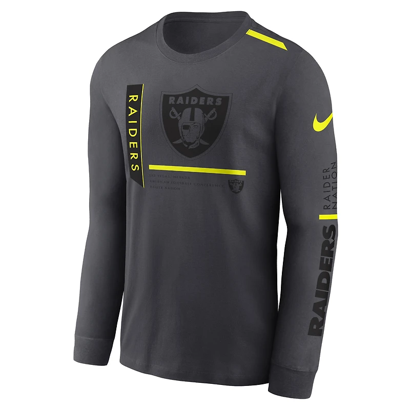 Men's Nike Anthracite Las Vegas Raiders Volt Performance Long Sleeve T-Shirt