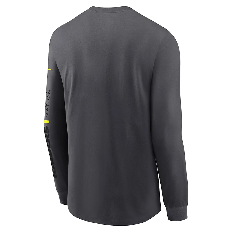 Men's Nike Anthracite Las Vegas Raiders Volt Performance Long Sleeve T-Shirt