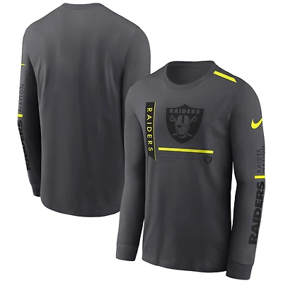 T-shirt à manches longues Nike Las Vegas Raiders Volt Performance anthracite pour homme