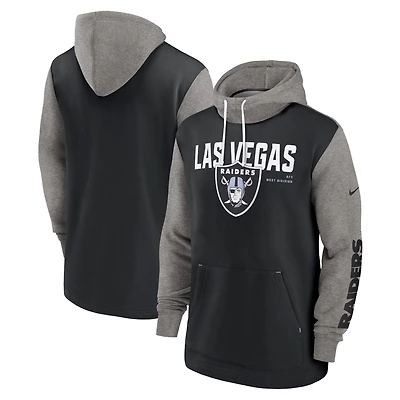 Sweat à capuche Nike Las Vegas Raiders Team Impact color block noir/gris pour homme
