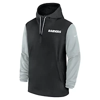 Men's Nike Black/Silver Las Vegas Raiders 2024/25 Sideline Pre-Game Player 1/2-Zip Hoodie Jacket