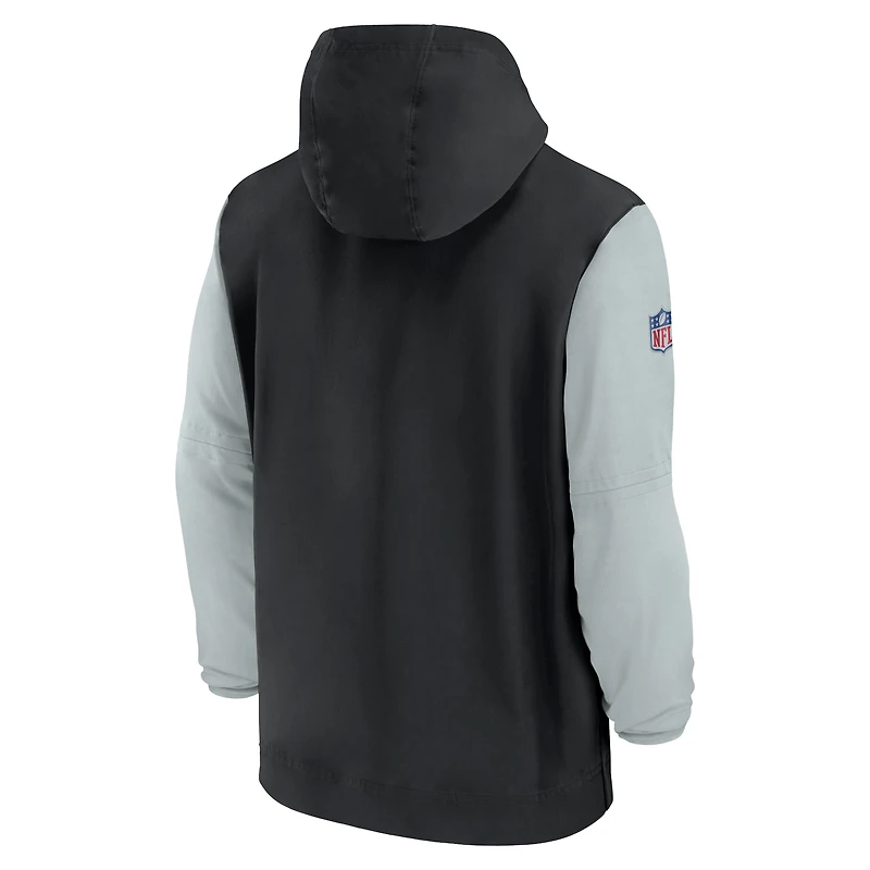 Men's Nike Black/Silver Las Vegas Raiders 2024/25 Sideline Pre-Game Player 1/2-Zip Hoodie Jacket