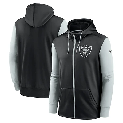 Sweat à capuche entièrement zippé Nike Las Vegas Raiders Colorblock Performance pour homme Noir/Argent