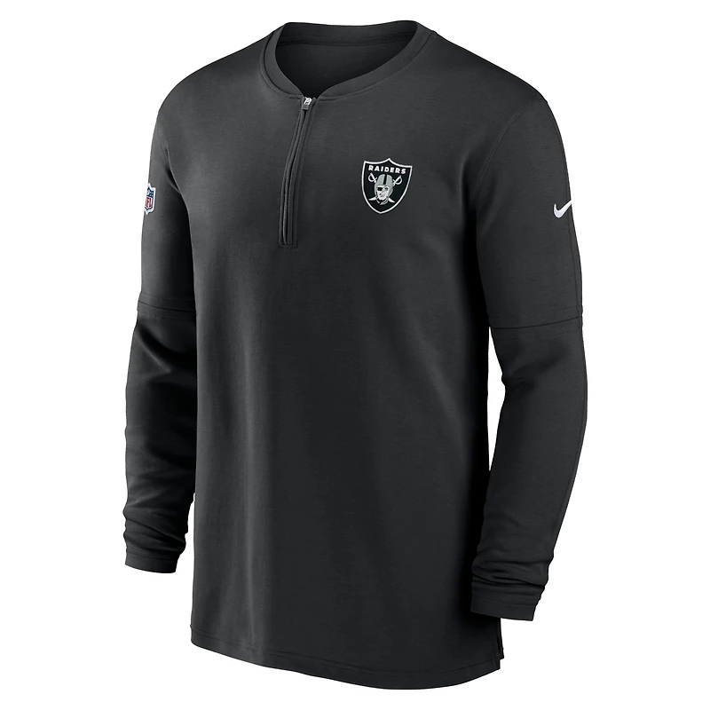 Men's Nike  Black Las Vegas Raiders 2023 Sideline Performance Long Sleeve Tri-Blend Quarter-Zip Top