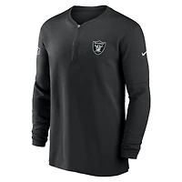 Men's Nike  Black Las Vegas Raiders 2023 Sideline Performance Long Sleeve Tri-Blend Quarter-Zip Top