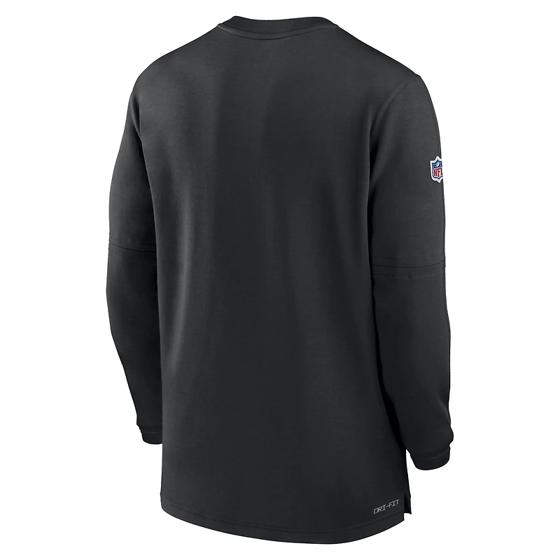 Men's Nike  Black Las Vegas Raiders 2023 Sideline Performance Long Sleeve Tri-Blend Quarter-Zip Top
