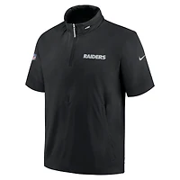 Veste à capuche manches courtes et demi-zip Nike Las Vegas Raiders 2024 Sideline Coach pour homme noire