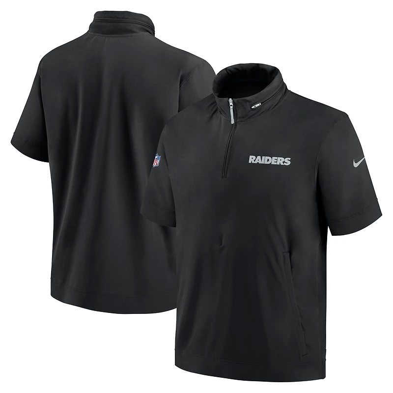 Veste à capuche manches courtes et demi-zip Nike Las Vegas Raiders 2024 Sideline Coach pour homme noire