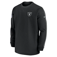 Haut à manches longues Nike noir pour homme Las Vegas Raiders 2024 Sideline Coaches