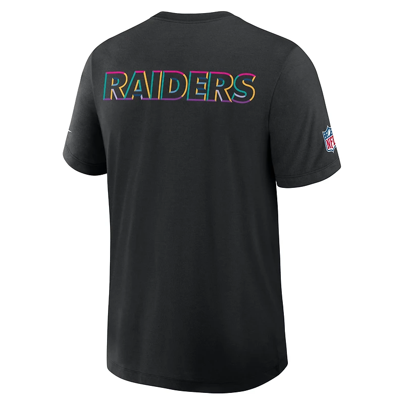 T-shirt Nike noir Las Vegas Raiders 2025 NFL Crucial Catch Tri-Blend Dri-FIT pour homme
