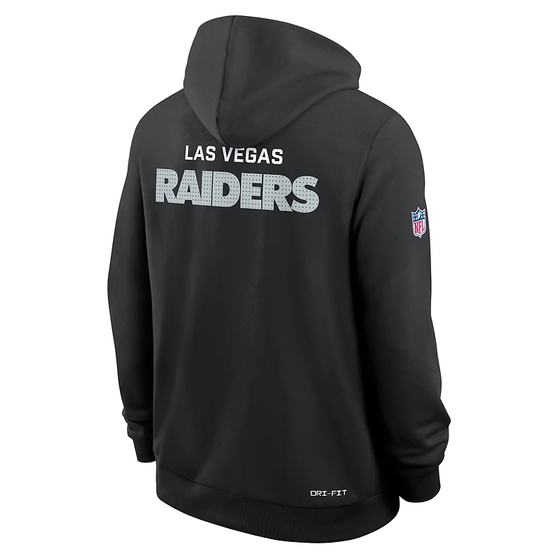 Sweat à capuche Nike noir Las Vegas Raiders 2025 Sideline Standard Issue Club Dri-FIT pour homme