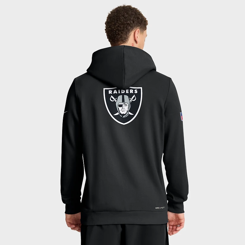 Sweat à capuche Nike noir Las Vegas Raiders 2025 Sideline Utility Player Dri-FIT pour homme, entièrement zippé