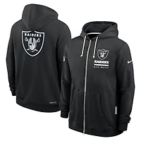 Sweat à capuche Nike noir Las Vegas Raiders 2025 Sideline Utility Player Dri-FIT pour homme, entièrement zippé