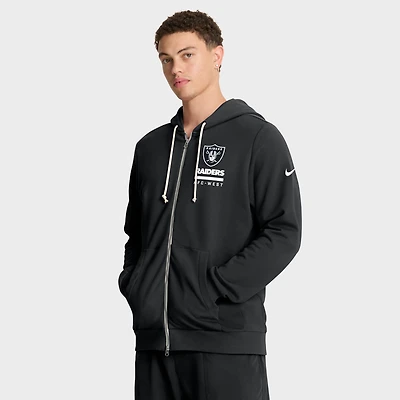 Sweat à capuche Nike noir Las Vegas Raiders 2025 Sideline Utility Player Dri-FIT pour homme, entièrement zippé
