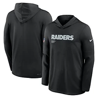 T-shirt à capuche et manches longues Nike noir Las Vegas Raiders pour homme, coupe grande taille, Dri-FIT