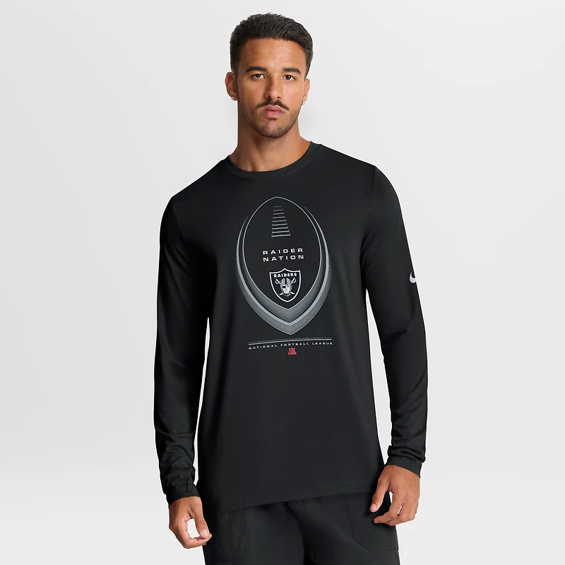 T-shirt à manches longues Nike Legend Icon Dri-FIT noir pour homme, Las Vegas Raiders