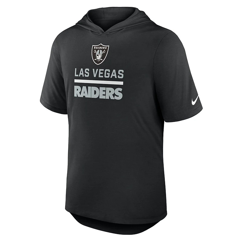 T-shirt à capuche Nike noir Las Vegas Raiders Lockup Tri-Blend pour homme
