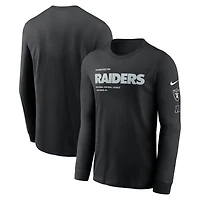 T-shirt à manches longues Nike noir pour homme, motif Las Vegas Raiders, essentiel gagner
