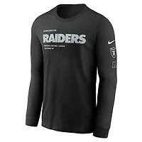 T-shirt à manches longues Nike noir pour homme, motif Las Vegas Raiders, essentiel gagner
