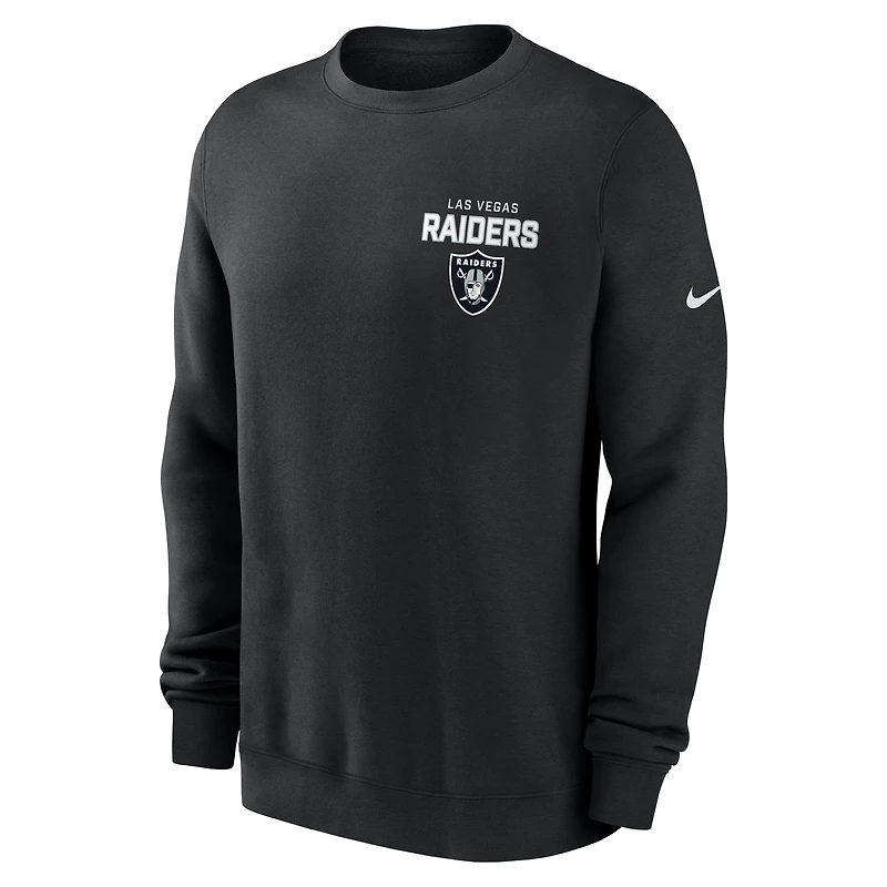 Sweat-shirt en molleton Nike noir Las Vegas Raiders Primetime Club pour homme