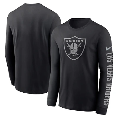 NUT RAID NOIR 22 HOMMES NIKE RFLCTV NOM ET LOGO CREWNECK LONG SLEEVE TEE TEEMENL-S