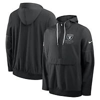 Men's Nike Black Las Vegas Raiders Sideline Anorak Half-Zip Hooded Jacket