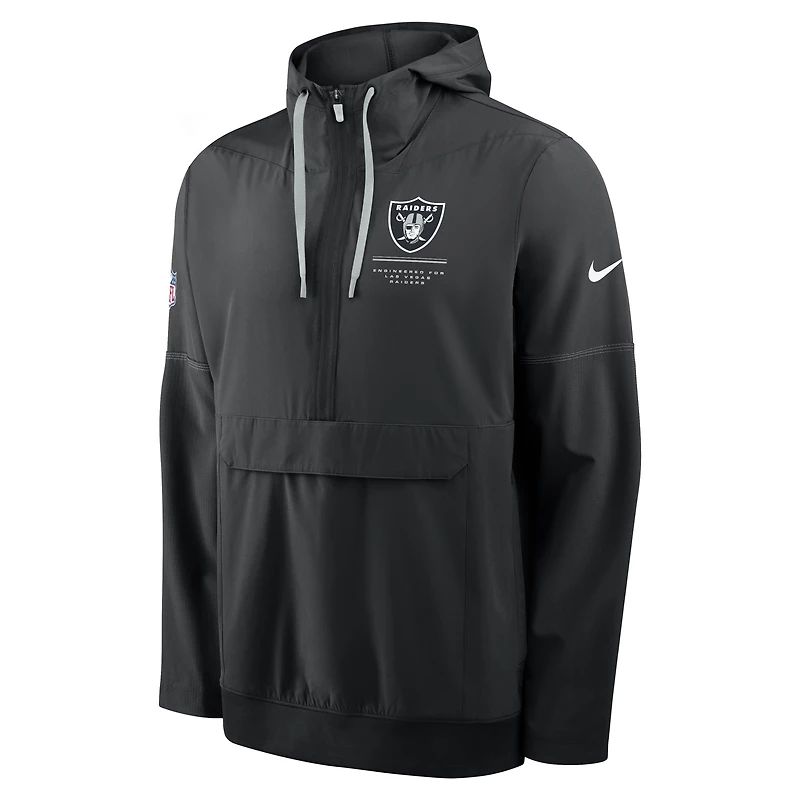 Veste anorak à demi-zip et capuche Nike noire pour homme, modèle Las Vegas Raiders.