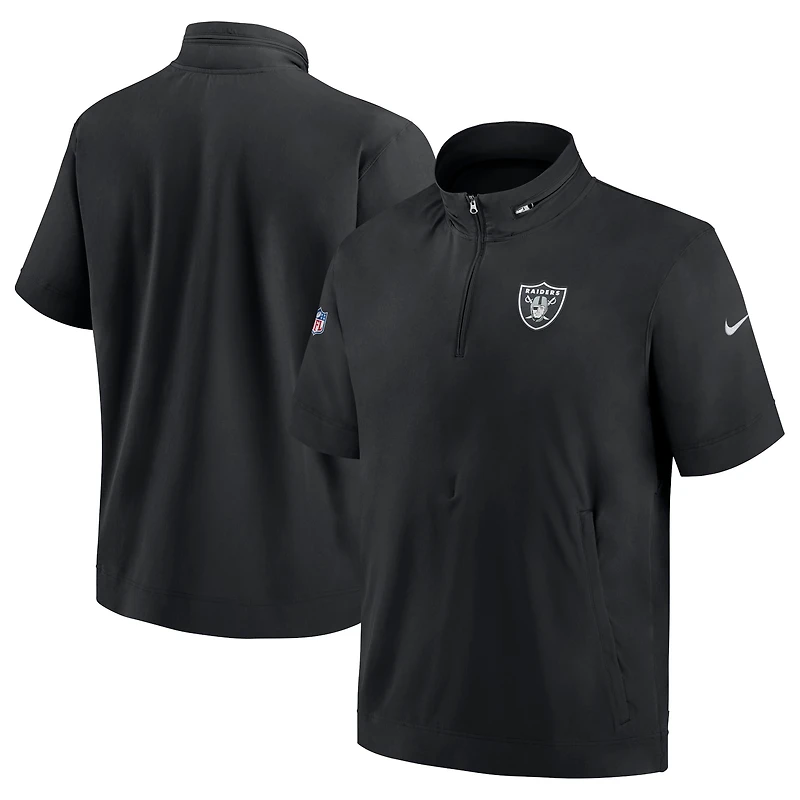 Nike Las Vegas Raiders Sideline Coach Veste à capuche manches courtes et fermeture éclair pour homme Noir