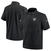 Nike Las Vegas Raiders Sideline Coach Veste à capuche manches courtes et fermeture éclair pour homme Noir