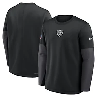 Men's Nike Silver Las Vegas Raiders Sideline Coach Therma-FIT Long Sleeve T-Shirt