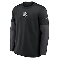 T-shirt Nike Silver Las Vegas Raiders Sideline Coach Therma-FIT à manches longues pour homme