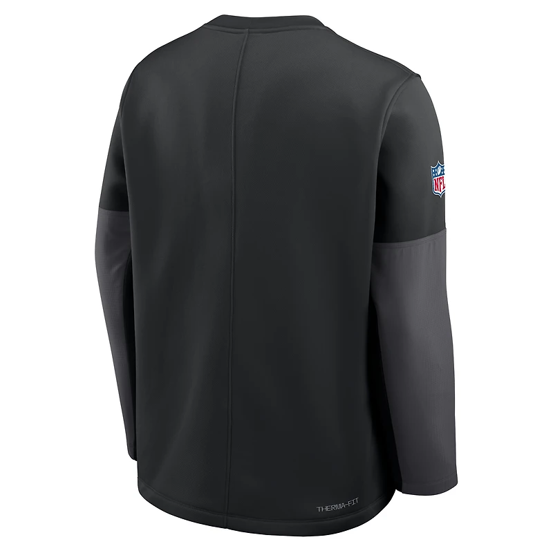 Men's Nike Black Las Vegas Raiders Sideline Coach Therma-FIT Long Sleeve T-Shirt