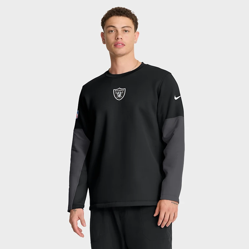 Men's Nike Black Las Vegas Raiders Sideline Coach Therma-FIT Long Sleeve T-Shirt