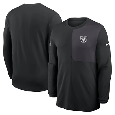 Maillot Nike noir à manches longues Sideline Coach Dri-FIT pour homme des Las Vegas Raiders