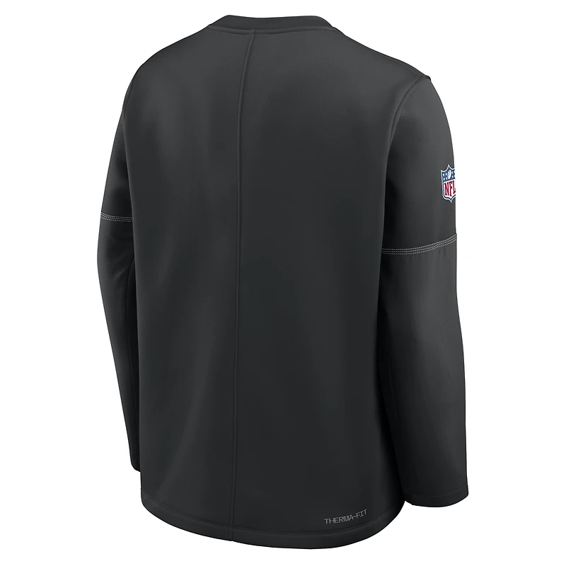Sweat-shirt Nike Therma-FIT noir pour homme, modèle Las Vegas Raiders, entraîneurs de ligne.