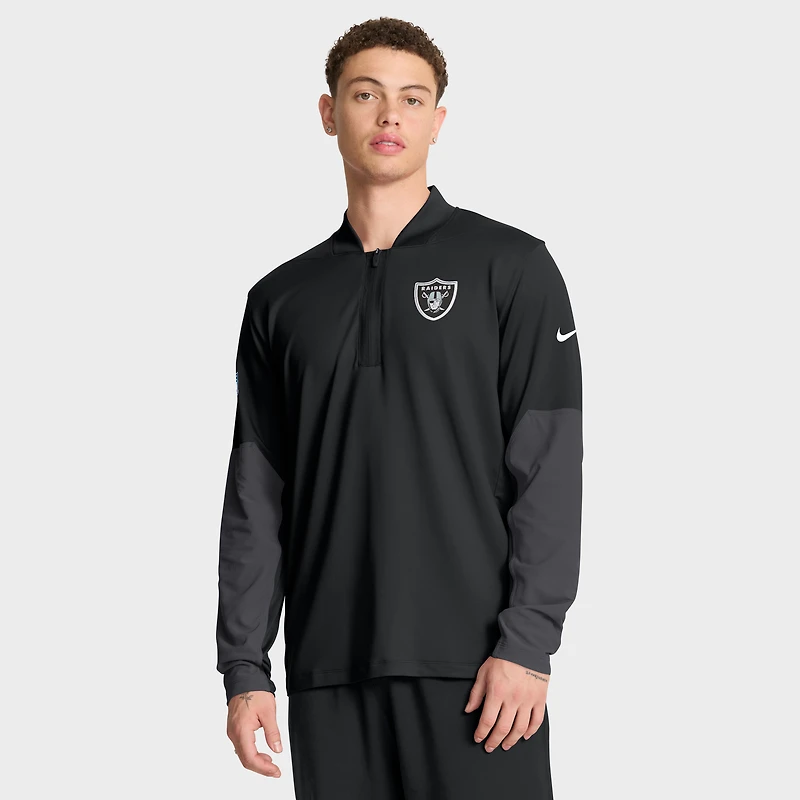 Pull Nike noir à demi-zip pour homme des Las Vegas Raiders Sideline Dri-FIT
