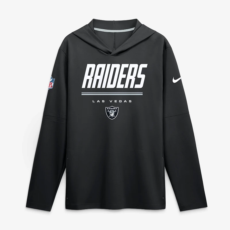 Men's Nike  Black Las Vegas Raiders Sideline Lightweight Long Sleeve Hooded Dri-FIT Top