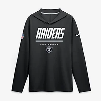 Men's Nike  Black Las Vegas Raiders Sideline Lightweight Long Sleeve Hooded Dri-FIT Top